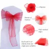 Sashes 25PCs/Set Sheer Organza Tull Fabric Chair Cover Sash Bow Sashes Wedding Party Banquet Decoration for Wedding Supplier 231208