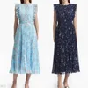 Sukienka francuska 2024 Wiosna/lato nowa plisowana spódnica z wysokiej klasy z długością talii średniej długości szyfonowej sukienki z nadrukiem