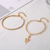 New Style Foot Ornament Trend Gold-plated Fried Dough Twists Snake Shaped Pendant Cross Chain Double Layer Anklet Female