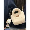 Evening Bags Women Daily Shoulder Bag Adjustable Strap Cute Casual Satchel Solid Color Lamb Wool With Pendant For Autumn Winter