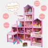 Acessórios de boneca crianças brinquedo simulação casa de boneca villa conjunto fingir jogar casa montagem brinquedos princesa castelo quarto meninas presente brinquedo para crianças 231208