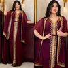 Vêtements ethniques Dubaï Robes de soirée pour femmes Abaya Mousseline de soie Paillettes Robe musulmane Caftan 2 pièces Ensemble Eid Kaftan Cape Robe Costume Jalabiya