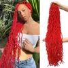 Perruques synthétiques rouge Faux Locs doux Crochet cheveux pour femmes noires Locs synthétiques Crochet bouclés tressage Dreadlocks cheveux 231208