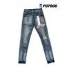 Jeans da uomo Europeo Jean Hombre Lettera Stella Uomo Ricamo Patchwork Strappato Tendenza Pantaloni da moto di marca da uomo