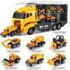 Diecast Model Cars 13 I 1 Construction Toys Truck Die-Cast Vehicle Transporter Car Set Excavator Dump Truck Digger Backhoe For Boys Kids Giftl231114