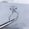 Con pietre laterali Classico argento sterling Anelli in oro 18 carati Femmina Ice Queen 1-5 Anello Moissanite Petalo 6 Artiglio VVS1 Diamante D Gioielli di colore YQ231209