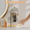 Storage Boxes Makeup Brush Holder Organizer With Lid 360 Rotating Clear Dustproof Brushes For Vanity Desktop Bathroom Counter