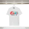 2024 início da primavera Europa e Estados Unidos nova marca de moda antes e depois Cola graffiti impressa masculina e feminina solta manga curta T-shirtS-XXL