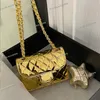 2 em 1 Mulheres Brilhantes Designer Bolsa de Aba Clássica com Bolsa de Moedas Estrela Couro Envernizado Hardware de Metal Dourado 19cm Ouro / Prata Bolsas de Noite Luxo Cruz Corpo Bolsa de Ombro