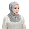 Vêtements ethniques Malaisie Femmes musulmanes Diamants Perles Perles Hijab Noir Abaya Châle Wrap Turban Dubaï Islamique Foulard Étoles Écharpe