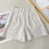 Shorts Pour Femme Pour Dames 2023 D'été Lin Fermeture Éclair Mince Décontracté Couleur Unie Pantalon Court Avec Poches