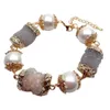 Chain Yygem White Sea Shell Natural White Quartz Druzy Stone Pearl Wrap Armband 8 "Women Gift 231208