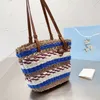 Luxus Designer Cross Body Fold Pochette Tote Shopper Bag Damen Raffia Strohgeflecht Korb Anagram Schulterhandtasche Herren Sommerreise Strandtaschen Clutch Bucket Bag