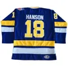 Hanson Brothers Charlestown Hockey Jerseys # 16 Jack # 17 Steve # 18 Jeff Slapshot Movie Jerseys Costurado Frete Grátis