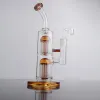 Narguilés en verre Double Chambre Bras Arbre Perc Bongs Diffuseur Tuyaux D'eau Brûleur À Huile Barboteur Dab Rig Shisha avec Banger 14mm Joint Bleu BJ