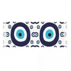 Etniska kläder Navy Blue och Aqua Nazar Evil Eye Lucky Charm Mönster Scarf Women Men Stylish Winter Shawl Wraps Amulet Boho Tassel