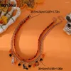 Chains Multi Layer 2023 Halloween Pumpkin Necklace For Women Bat Ghost Festival Orange Girl Happy Day Pendant Gift