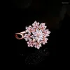 Cluster Rings Gorgeous Flower Opening For Women Shine White Zircon Stone Inlay Cocktail Ring Elegant Office Party Fashion Jewelry Gift