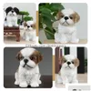 Décorations de jardin Shih Tzu Chiot Résine Figurine Ornement Adorable Brwon Blanc 230821 Drop Livraison Accueil Patio Pelouse Dhwaj