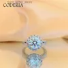 Con pietre laterali Vero argento sterling 18 carati Oro bianco Moissanite Pietra Anello rotondo Matrimonio Fidanzamento Eternità Anelli Donna S925 Gioielli YQ231209