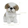 Décorations de jardin Shih Tzu Chiot Résine Figurine Ornement Adorable Brwon Blanc 230821 Drop Livraison Accueil Patio Pelouse Dhwaj