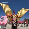 Удивительный роскошный взрослый носимый золотой надувной костюм с крыльями ангела для прогулочного парада для шоу