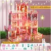 Doll House Accessories Doll House Accessories Houses 3D Assembled Diy Miniatures Dollhouse Villa Princess Castle With Led Light Girl B Dhdsi