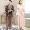 Homens sleepwear homens inverno plus size extra longo flanela roupão quente luxo pele coral velo banho robe mulheres vestido noiva aconchegante