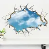 Wall Stickers vivid Creative 3D Window Hole Landscape Blue Sky White Cloud Home Decal Wall Sticker For House Living Room Roof Decals Stickers 231208