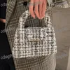 Mignon Mini Femmes Sac À Bandoulière Vintage Tweed Rabat Sac À Bandoulière Designer Portefeuille Classique En Plein Air Porte-Monnaie De Luxe Sac À Main Fanny Pack Valise Porte-Carte 22x14CM