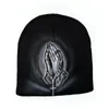 Beanie/Skull Caps Kpop Tweehandige strassprint Gebreide mutsen Hoed Heren Dames Kwaliteitspet Y2k Warm Esthetisch Mode Grunge Gothic Koude Skimuts 231208