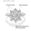 Z bocznymi kamieniami Moissanite Luksus Słońce Flower Pierścień 2 Diamentowy Lotus Pierścień Kobiety Fancy Wedding Rings Sillling Srebrny zestaw biżuterii YQ231209