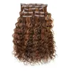 Praticamente indetectável, extensões de cabelo onduladas, sem costura, realçadas, marrom, ruivo, leve, durável, flexível, 7 peças, 120 g/pacote