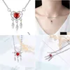 Pendentif Colliers Collier romantique en forme de coeur Charmant Femmes Bijoux en cristal rouge Mode Saint Valentin Cadeaux Drop Livraison Penda Dhjjg