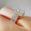 Set di gioielli da sposa splendidi in oro bianco reale personalizzato da 10 kt con anello di fidanzamento con diamanti Moissanite radiante da 2 ct