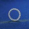 Z bocznymi kamieniami 925 Sterling Silver Pełne pierścienie moissanitowe zespół Sparkling Round Cut Eternity Diamond Wedding zaręczynowy dla kobiet biżuteria YQ231209