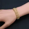 Punk Bracelet 8/12MM 14k Yellow Gold Chunky Hand Chain Wristband Bracelets Bangle For Men Women Fashion Jewelry Braslet 2024