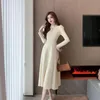 Basic Casual Dresses Autumn Knitted Dress For Women Clothes Elegant And Pretty Womens Fashion Half High Collar Long Sleeve Office Lady 231208