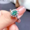 With Side Stones YULEM New Luxury Oval Shape Green Moissanite 5x7mm Fashion Design Engagement Rings for Women YQ231209