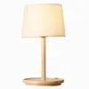 Japansk stil trä bordslampa tyg lampskärm enkel vardagsrum sovrum sovrum läs skrivbord lampor hem dekoration e27 led l2899