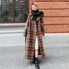 Misto lana da donna Temperamento autunno e inverno Retro Semplice Cintura scozzese media e lunga allentata Cappotto di lana tutto-fiammifero Tendenza da donna 231208