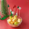 Forks 100Pcs Christmas Bamboo Skewer Cocktail Picks Cupcake Topper Disposable Dessert Toothpicks Year Party Decor Supplies