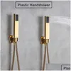 Bathroom Shower Sets Golden Bathroom Shower Faucets Set 3-Ways Rainfall System Wall Mounted 8 10 12 Head Brass Tub Spout Cold Mixer Ta Dh7Zs