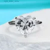With Side Stones 10*10mm 4CT Heart Moissanite Engagement Rings for Women GRA Certified Solitaire Diamond Wedding Band 925 Sterling Silver Ring YQ231209