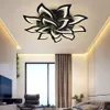 New Iron Acrylic LED Petal Ceiling Lamp Living Room Study Bedroom Kitchen Household Ceiling Lights Modern LED Lighting Black MYY231P