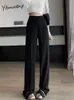 Women's Jeans Yitimuceng High Waisted Suits Pant 2023 Korean Fashion Solid Elegant Straight Pants Office Ladies Casual Wide Leg 231208
