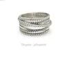Pilha de cabos de designer de aliança de casamento de luxo 925 anéis de prata esterlina