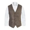 Gilets pour hommes Gilet rétro pour hommes Slim Fit Gilet de mariage Costume d'affaires Vintage Mode Sans manches Noir Gris Marron Café