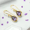 Dangle Earrings Huitan Pear Purple Cubic Zircon For Women Simple Elegant Charming Wedding Daily Wear Temperament Lady Jewelry