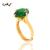 Cluster Rings LEEKER Classic Red Green Blue Cubic Zirconia Round Flower For Women Accessories Jewelry Gift 638 LK6